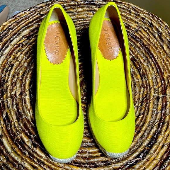 JCrew Seville wedge yellow new never worn size 6.5 - Picture 2 of 8
